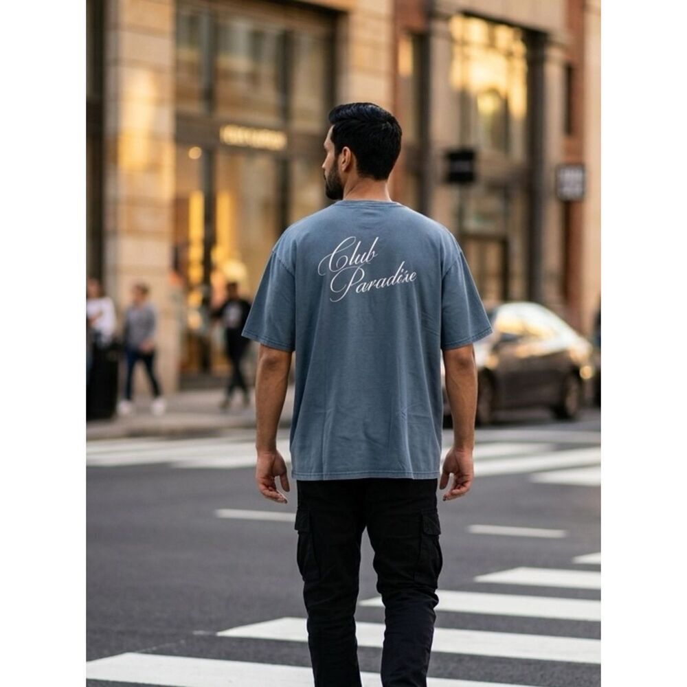 NWT Club Paradise Unisex Blue Resort Tee Raw Hems Classic Graphic Tee Shirt- XXL